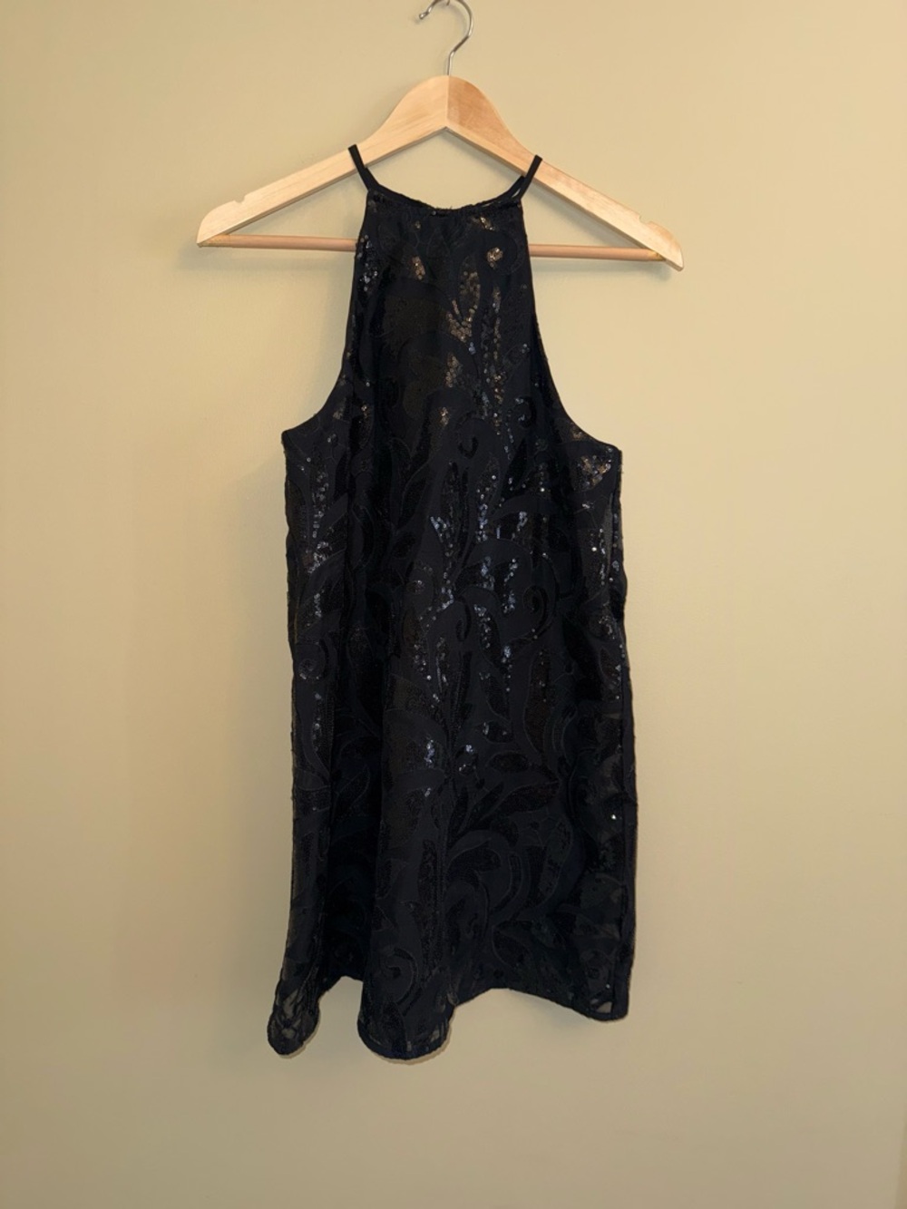 Show Me Your Mumu Gomez Sequin Halter Neck Mini Dress XS Black Cocktail Party